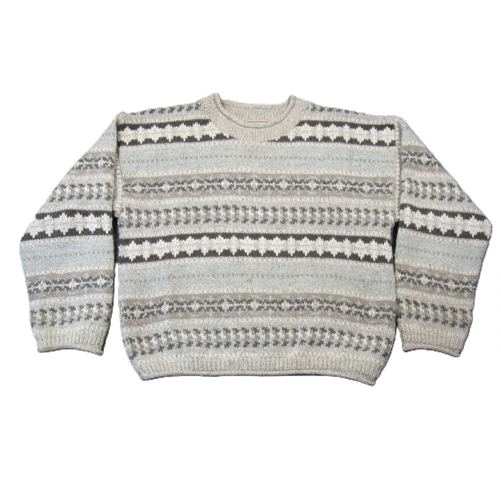 Woolrich Crewneck Sweater‎ S Nordic Striped Wool 90s Pullover Cozy Outdoor Hygge